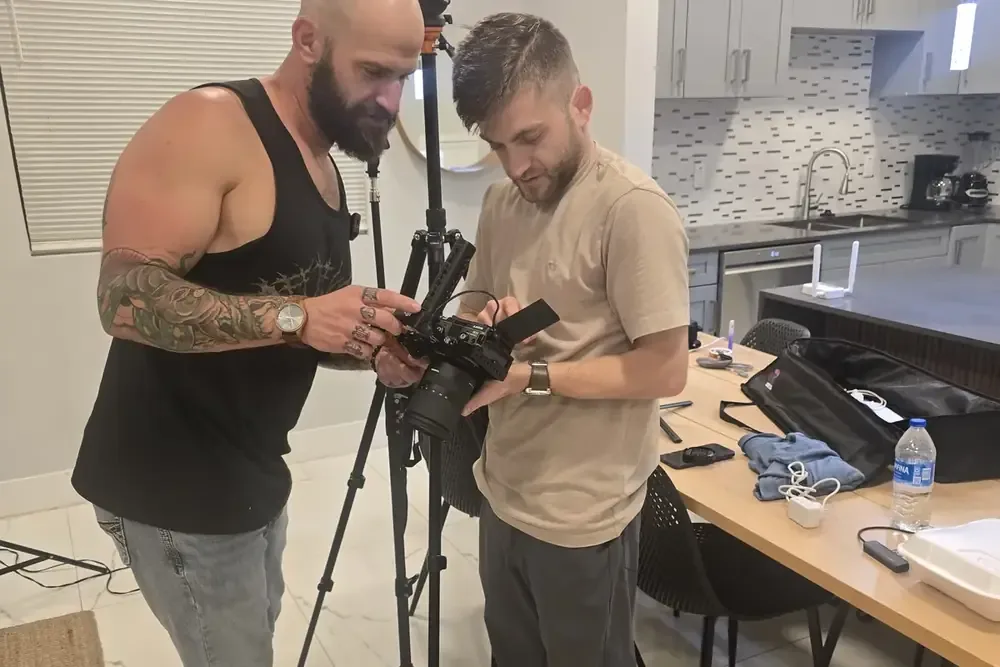 Filming a Test Case on location.